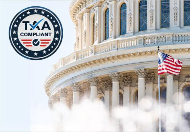 TAA Compliant badge in front of the U.S. Capitol