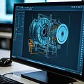 Monitor displaying 3D engineering software