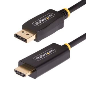 10ft (3m) DisplayPort to HDMI Adapter Cable, 4K 60Hz with HDR, DP to HDMI 2.0b, Active Video Converter, DisplayPort Desktop to HDMI Monitor