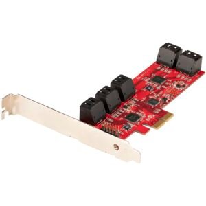 SATA PCIe Card - 10 Port PCIe SATA Expansion Card - 6Gbps - Low/Full Profile - Stacked SATA Connectors - ASM1062 Non-Raid - PCI Express to