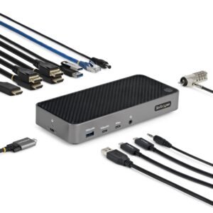 USB-C Triple Monitor Docking Station for MacBook Pro / Air M1 M2 M3 M4 M5 & Windows, Universal 4K HDMI DP Dock, Thunderbolt Compatible