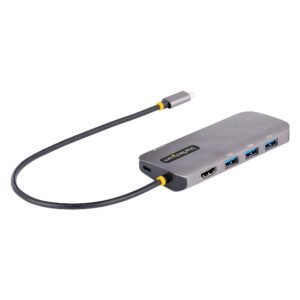 USB C Multiport Adapter, 4K 60Hz HDMI Video, 3 Port 5Gbps USB Hub, 100W Power Delivery Pass-Through, GbE, 12"/30cm Cable, Mini Travel Dock