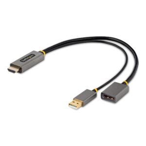 1ft (30cm) HDMI to DisplayPort Adapter Cable, Active 4K 60Hz HDMI 2.0 to DP 1.2 Converter, HDR, USB Bus Powered, HDMI Source to DisplayPort