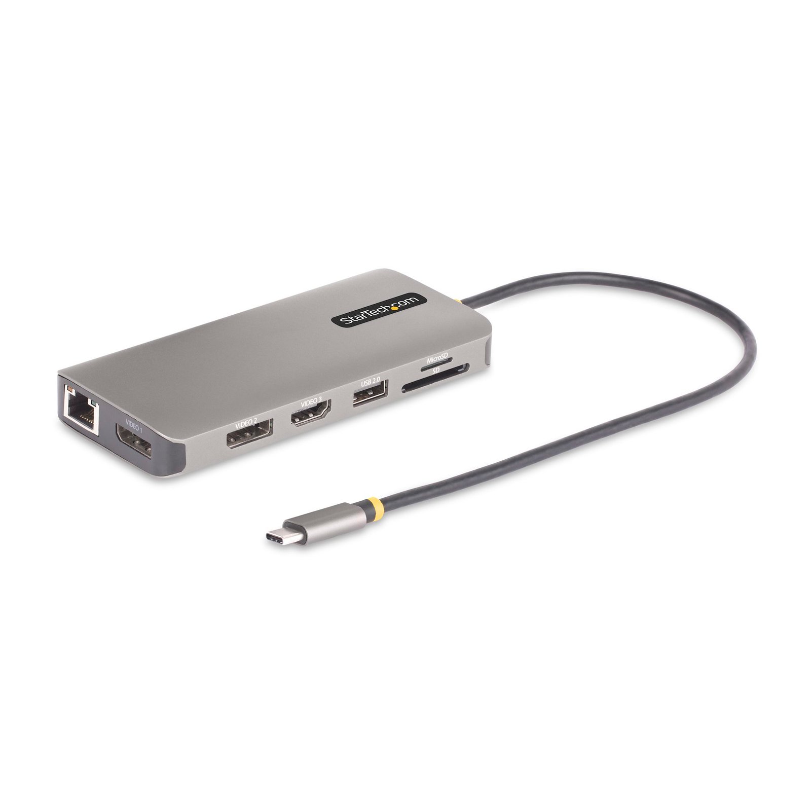 USB-C Triple-Monitor Multiport Adapter, Dual 4K 60Hz + 4K 30Hz HDMI & DisplayPort, 4-Port USB Hub, 100W PD Pass-Through, GbE, SD/MicroSD