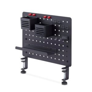 Clamp-On Pegboard with Accessories, 16.5 x 12.5in (42 x 32cm), Steel Pegboard, Desktop Storage Organizer, Desk Mount Peg Board, Black