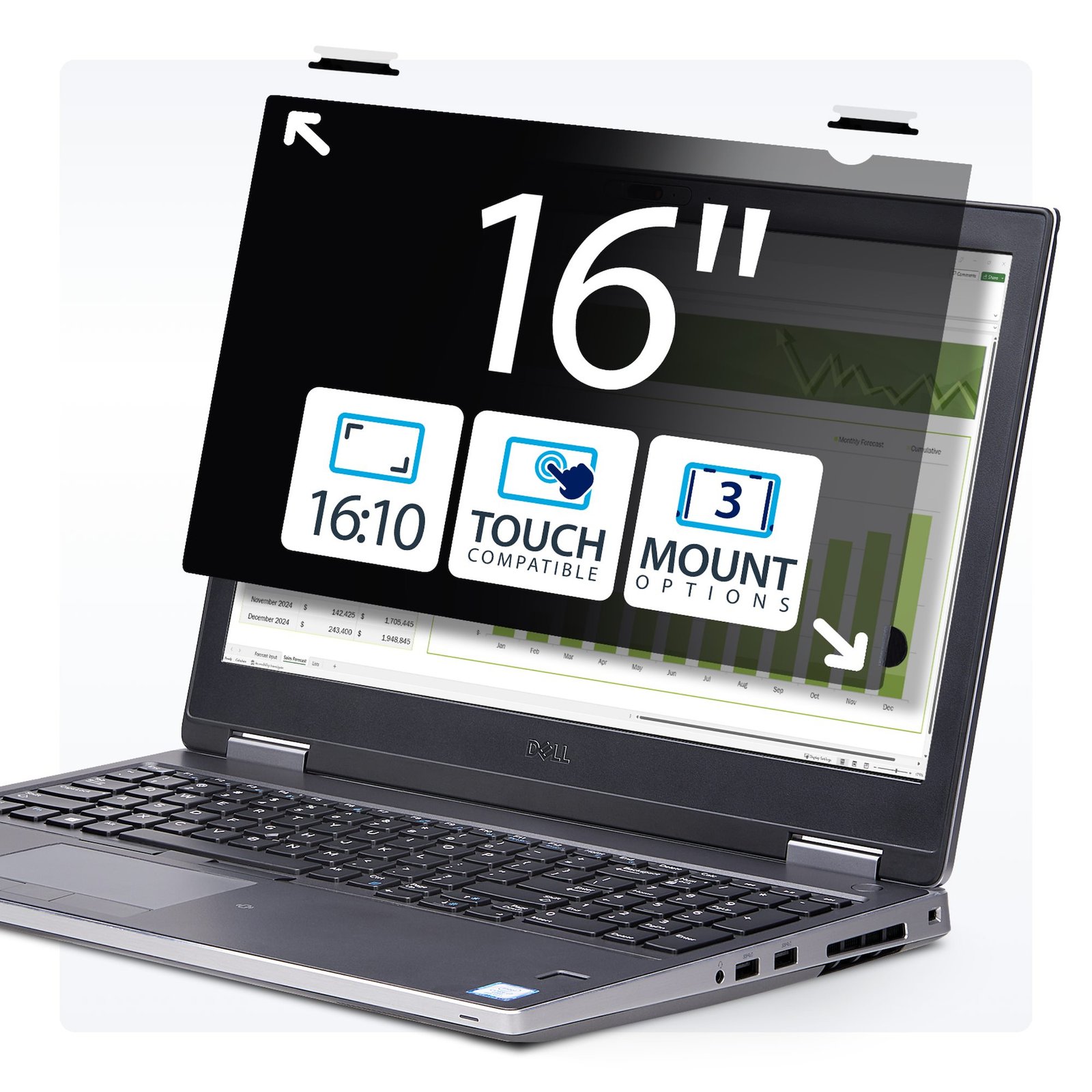 16-inch 16:10 Flip-Up Privacy Screen with Touch, Anti-Glare Privacy Filter, Laptop Monitor Screen Protector with 51% Blue Light Reduction
