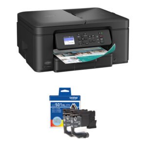 Brother Work Smart MFC-J1360DW Wireless Color Inkjet All-in-One Printer with LC501XL2PK High-Yield Black Ink Cartridges Kit