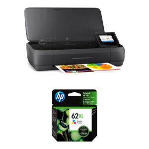 HP OfficeJet 250 Mobile All-in-One Inkjet Printer with 62XL High-Yield Tri-Color Ink Cartridge Kit