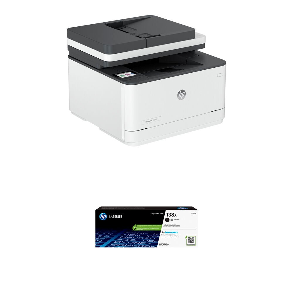HP 3101sdw Wireless Monochrome All-in-One Printer with 138X High-Yield Black Laser Toner Cartridge Kit