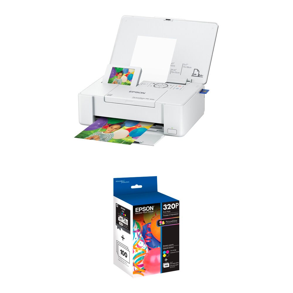 Epson PictureMate PM-400 Personal Photo Lab with Epson 320P Standard-Capacity Color Ink Cartridge Print Pack Kit