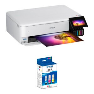 Epson EcoTank Photo ET-8550 All-in-One Supertank Printer with Claria ET Premium T552 3-Pack Kit