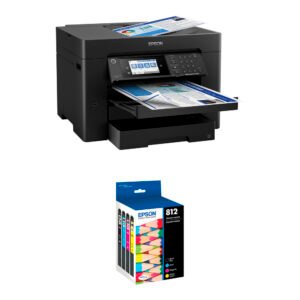 Epson WorkForce Pro WF-7840 All-in-One Inkjet Printer with T812 Standard Capacity Black and Color Combo Pack Kit