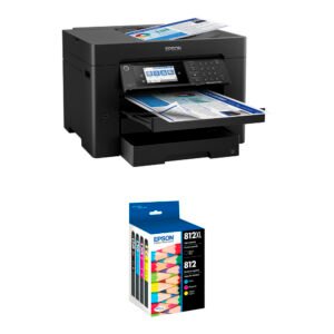 Epson WorkForce Pro WF-7840 All-in-One Inkjet Printer with T812 High Capacity Black and Standard Capacity Color Combo Pack Kit