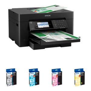 Epson WorkForce Pro WF-7820 All-in-One Inkjet Printer with T812 Black and Color High-Capacity Ink Cartridges Kit