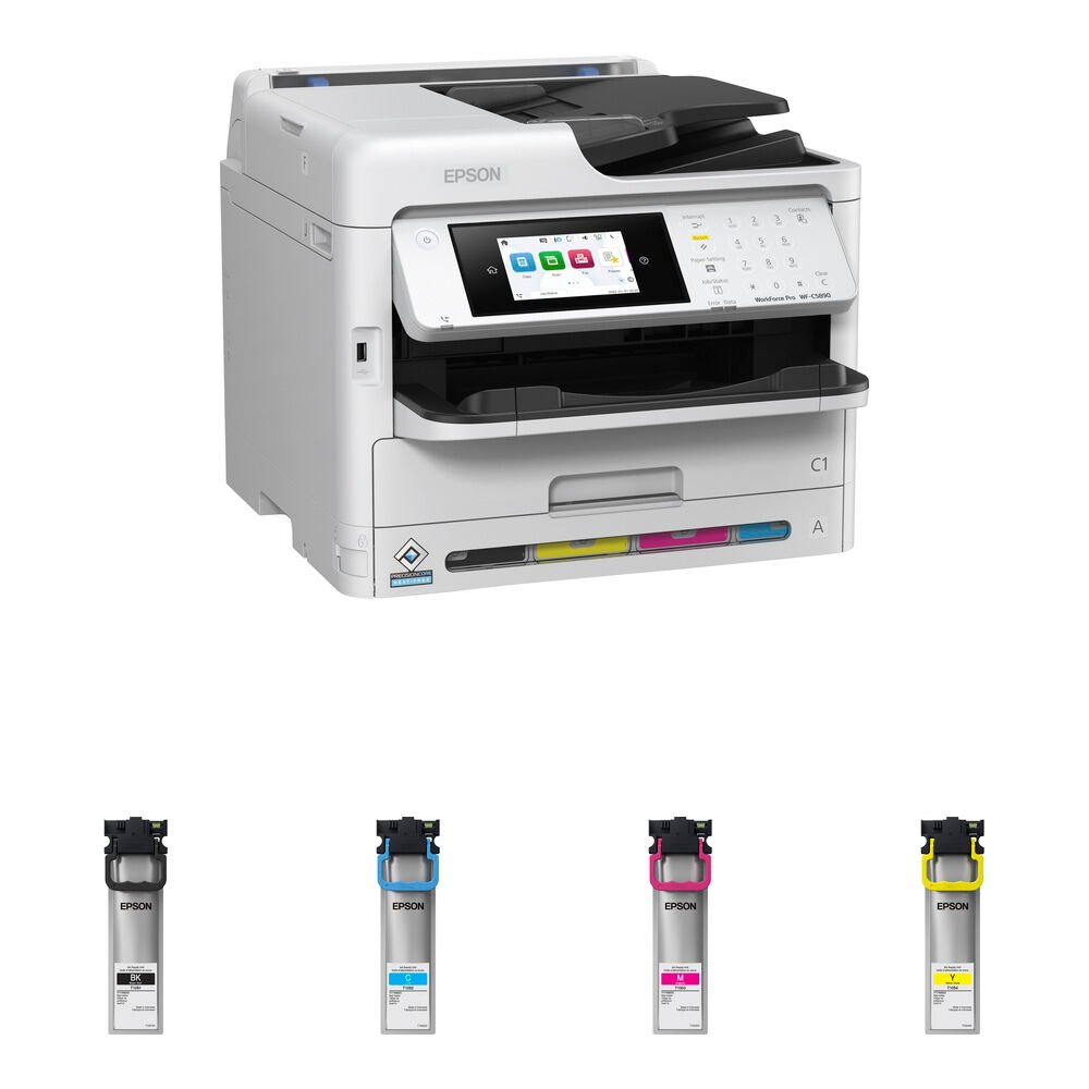 Epson WorkForce Pro WF-C5890 Wireless Color MFP Inkjet Printer with Four DURABrite Ultra T10S100 Standard Capacity Ink Packs Kit