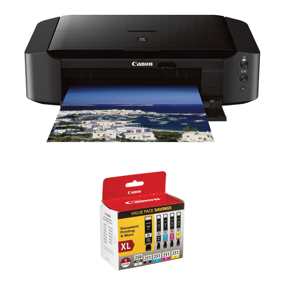 Canon PIXMA iP8720 Wireless Inkjet Photo Printer Kit with PGI-250XL & CLI-251 5-Cartridge Ink Tank Value Pack Kit