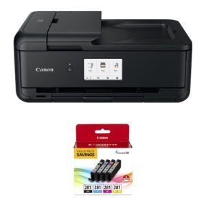 Canon Pixma TS9520a Wireless All-in-One Inkjet Printer with CLI-281 4-Color Ink Tank Value Pack (Black)