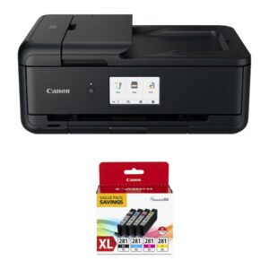Canon Pixma TS9520a Wireless All-in-One Inkjet Printer with CLI-281 XL 4-Color Ink Tank Value Pack Kit (Black)