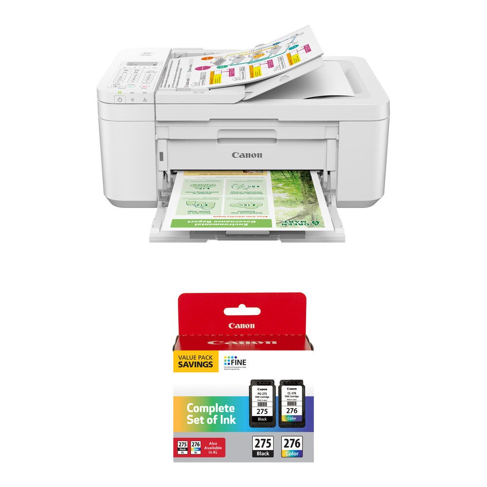 Canon PIXMA TR4720 Wireless All-in-One Printer with PG-275/CL-276 Value Pack Kit (White)
