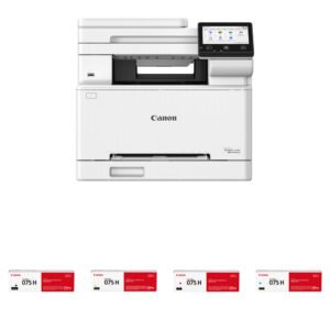 Canon MF665Cdw Multifunction Wireless Color Laser Printer with Four 075 High-Capacity Toner Cartridges Kit