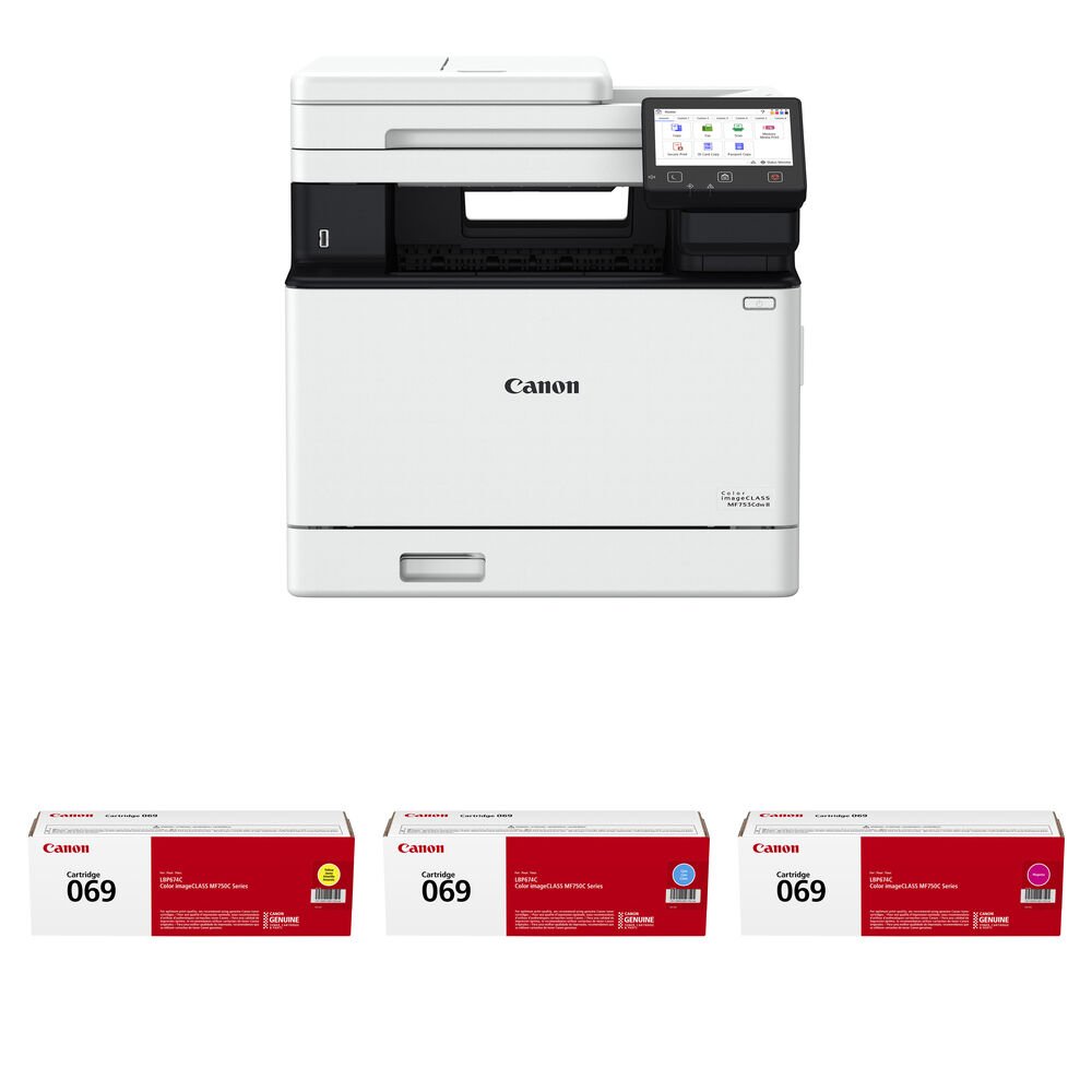 Canon imageCLASS MF753Cdw II Multifunction Wireless Color Laser Printer with Three 069 Standard-Capacity Color Toner Cartridges Kit