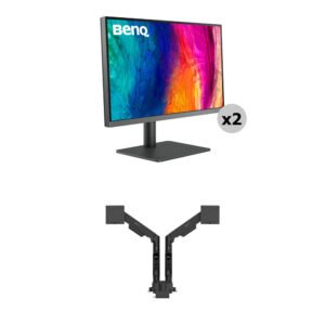 BenQ Dual 27" DesignVue PD2706U 4K Designer Monitor & Ergo Arm Kit (Black)