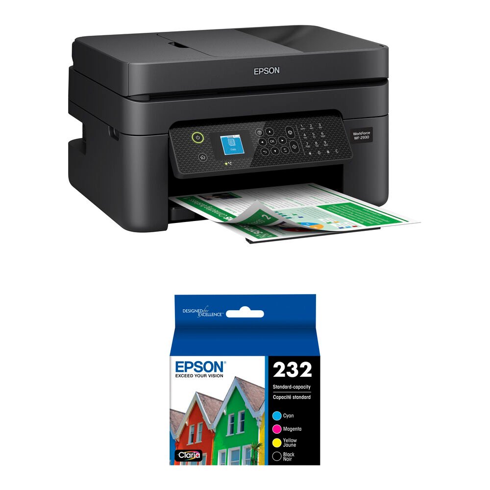Epson WorkForce WF-2930 Wireless All-in-One Color Inkjet Printer with Full Set of Ink Kit