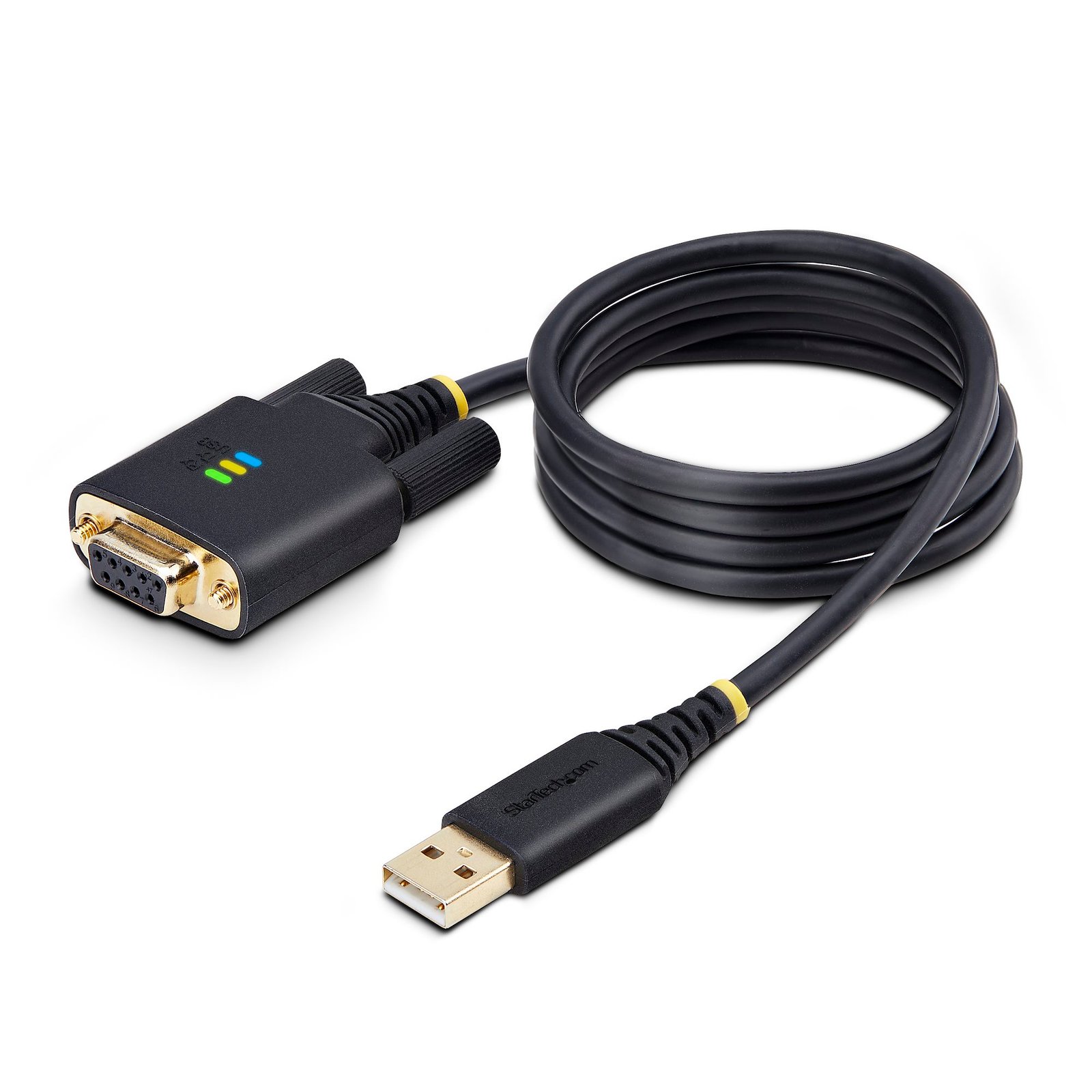 3.3ft (1m) USB to Null Modem Serial Adapter Cable, Interchangeable DB9 Screws/Nuts, COM Retention, USB-A to RS232, FTDI, Level-4 ESD