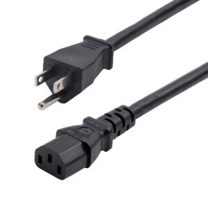 8ft (2.4m) Computer Power Cord, NEMA 5-15P to C13 AC Power Cable, 13A 125V, 16AWG, Monitor Power Cable, PC Power Supply Cable, TAA