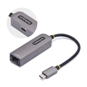 2.5GbE USB-C to Ethernet Adapter, 100W PD Pass-Through, NBASE-T NIC, USB 3.0 Type-C 2.5/1G Multi Speed Network, Thunderbolt Compatible