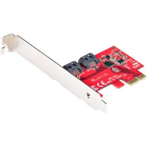 SATA PCIe Card - 2 Port PCIe SATA Expansion Card - 6Gbps - Full/Low Profile - PCI Express to SATA Adapter/Controller - ASM1061 Non-Raid