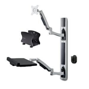 Wall Mount Workstation, VESA Mount For 32" Monitor (22lb/10kg), Fully Articulating Monitor Mount & Keyboard Tray - TAA