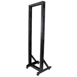 42U 2-Post Open Frame Server Rack, 19in Rolling IT Rack with 661lb (300kg) Weight Capacity, Space-Saving Floor-Standing Network Rack