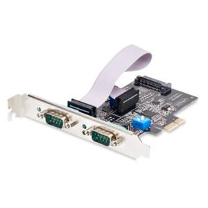 2-Port Serial PCIe Card, Dual-Port PCI Express to RS232/RS422/RS485 (DB9) Serial Card, Low-Profile Brackets Incl., 16C1050 UART