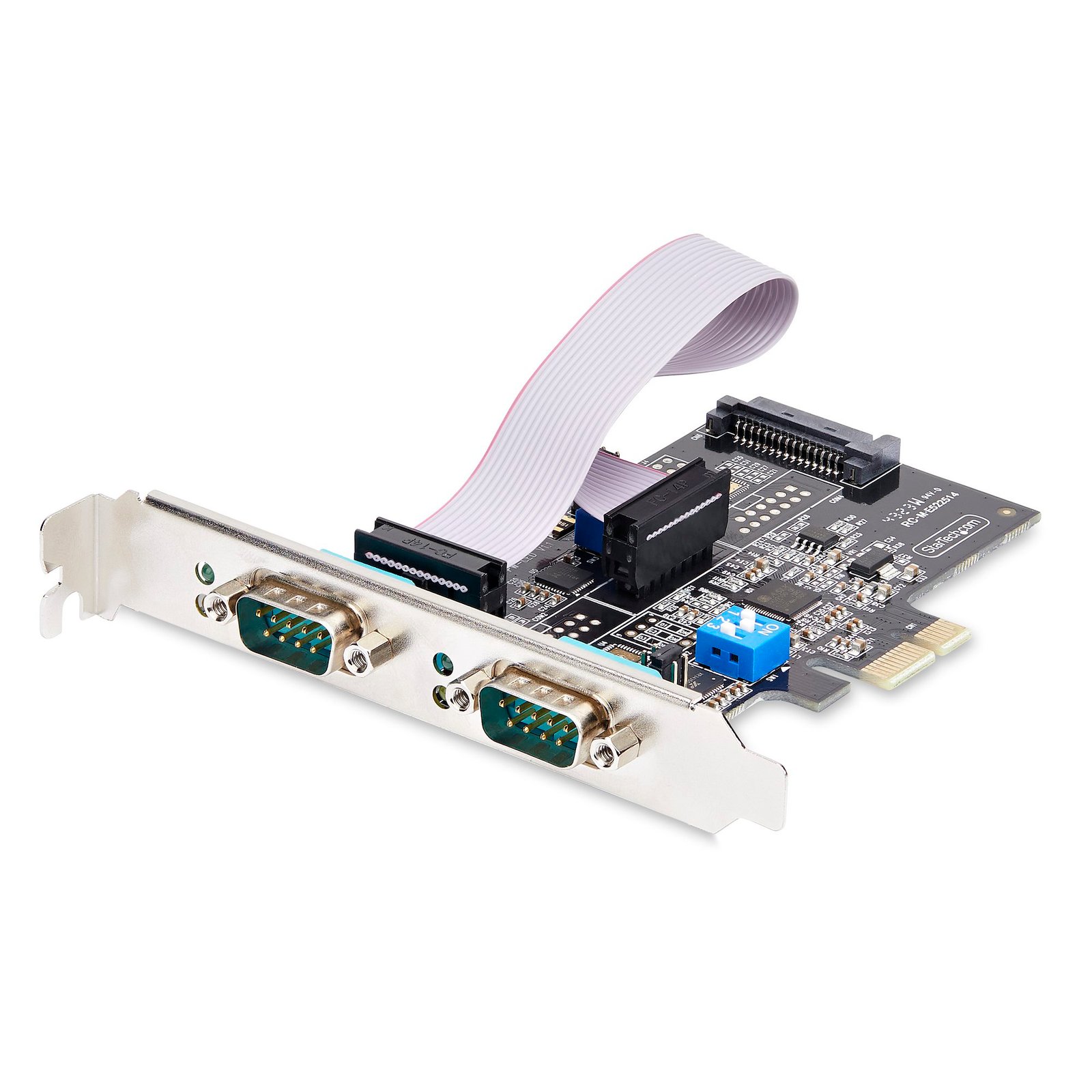 2-Port Serial PCIe Card, Dual-Port PCI Express to RS232/RS422/RS485 (DB9) Serial Card, Low-Profile Brackets Incl., 16C1050 UART