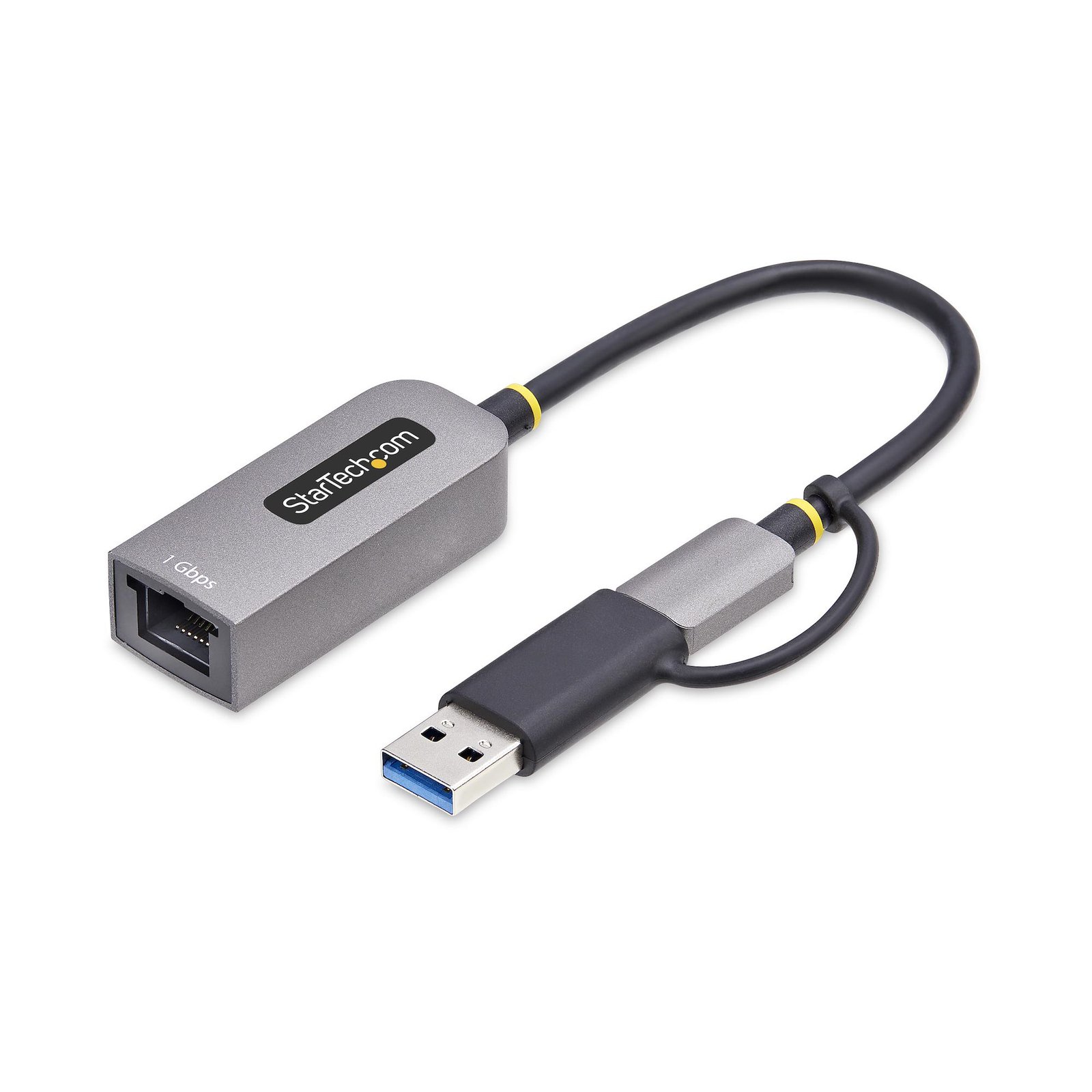 USB-C to Ethernet Adapter with USB-A Dongle, 10/100/1000Mbps, USB 3.0 to Gigabit Ethernet Network Adapter, 6in/15cm Attached Cable, USB GbE Adapter - Image 2