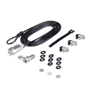 Laptop/Desktop & Peripheral Lock Kit, Theft-Deterring Security Lock, K-Slot, 10ft (3m) Steel Cable, 3x Devices, User-Resettable 4-Digit
