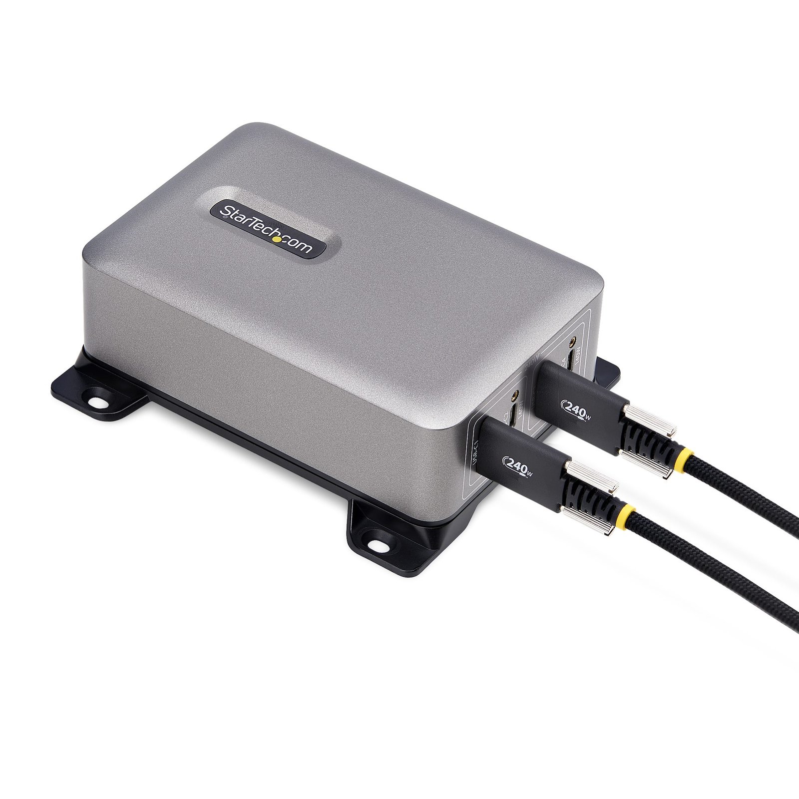 4-Port Multi-Device USB-C Charger, 240W Total, Single Port 140W EPR, PD 3.1, Screw Locking Ports, Surface Mounting, Ideal for Boardrooms