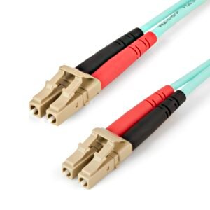 2m (6ft) LC/UPC to LC/UPC OM4 Multimode Fiber Optic Cable, 50/125µm LOMMF/VCSEL Zipcord Fiber, 100G, Low Insertion Loss - LSZH Fiber Jumper