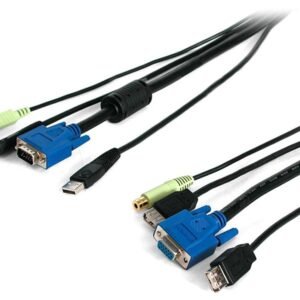 10 ft Black 4-in-1 USB KVM Extension Cable