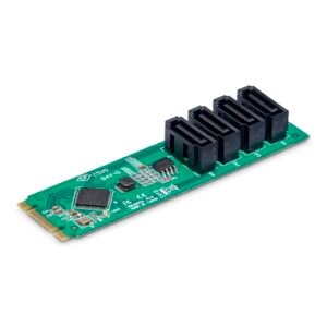 4-Port M.2 to SATA Adapter Card, M.2 PCIe 3.0 to SATA HDD/SSD Expansion Card, ASM1064 Chipset, M.2 NVMe to 4x HDD/SSD for