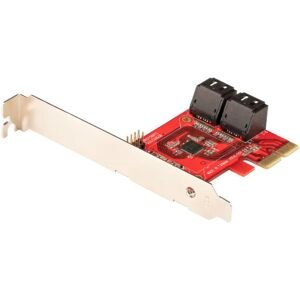 SATA PCIe Card - 4 Port PCIe SATA Expansion Card - 6Gbps - Low/Full Profile - Stacked SATA Connectors - ASM1164 Non-Raid - PCI Express to