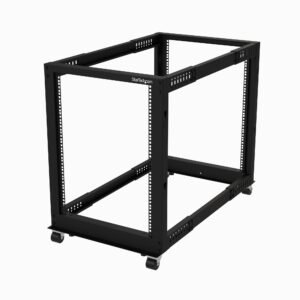 15U 4-Post Server Rack, 19in Open Frame Rack with 40in (101cm) Mounting Depth and 1200lb (544kg) Weight Capacity, Mobile or Floor Mount IT
