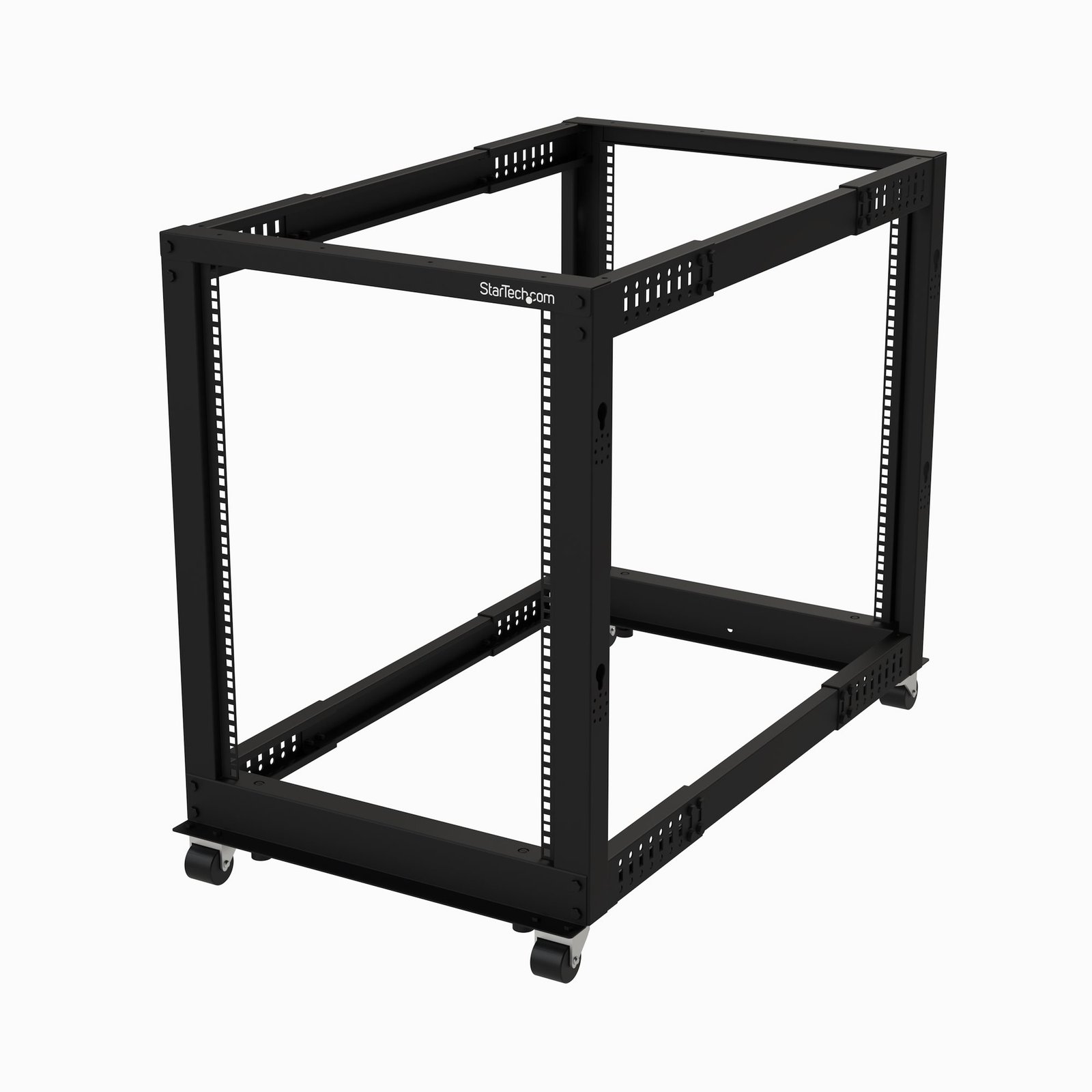 15U 4-Post Server Rack, 19in Open Frame Rack with 40in (101cm) Mounting Depth and 1200lb (544kg) Weight Capacity, Mobile or Floor Mount IT