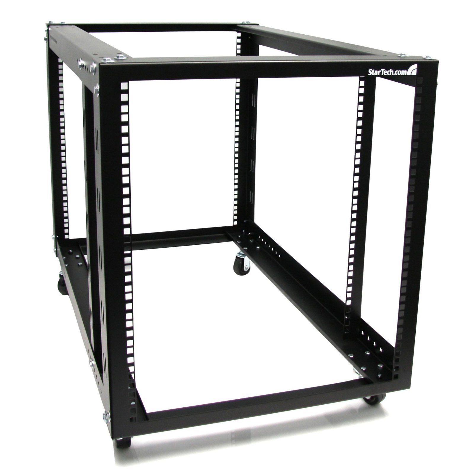 Refurbished 12U 4 Post Open Frame Rack with Adjustable Posts & Casters