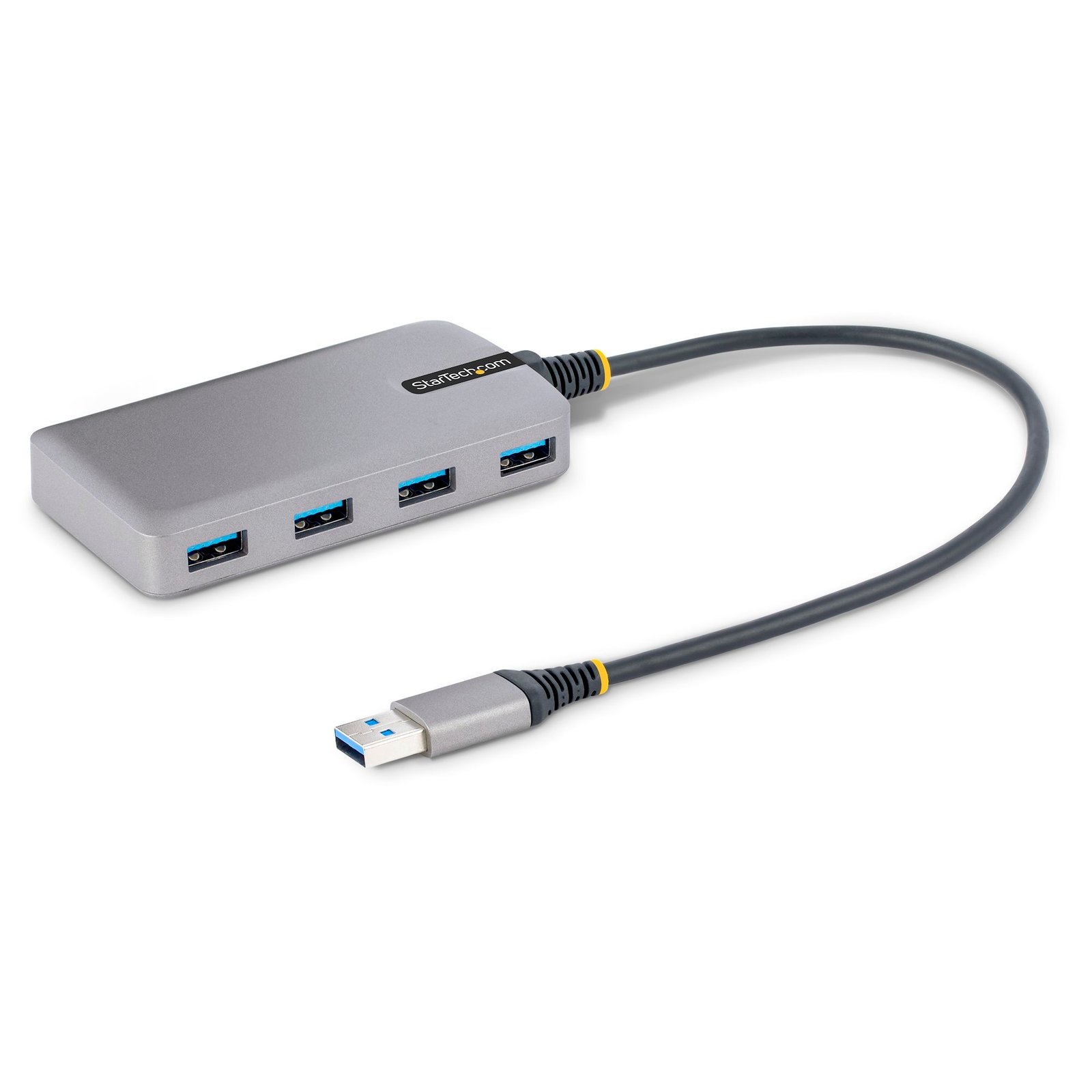 4-Port USB Hub - USB 3.0 5Gbps, Bus Powered, USB-A to 4x USB-A Hub w/ Optional Auxiliary Power Input - Portable Desktop/Laptop USB Hub