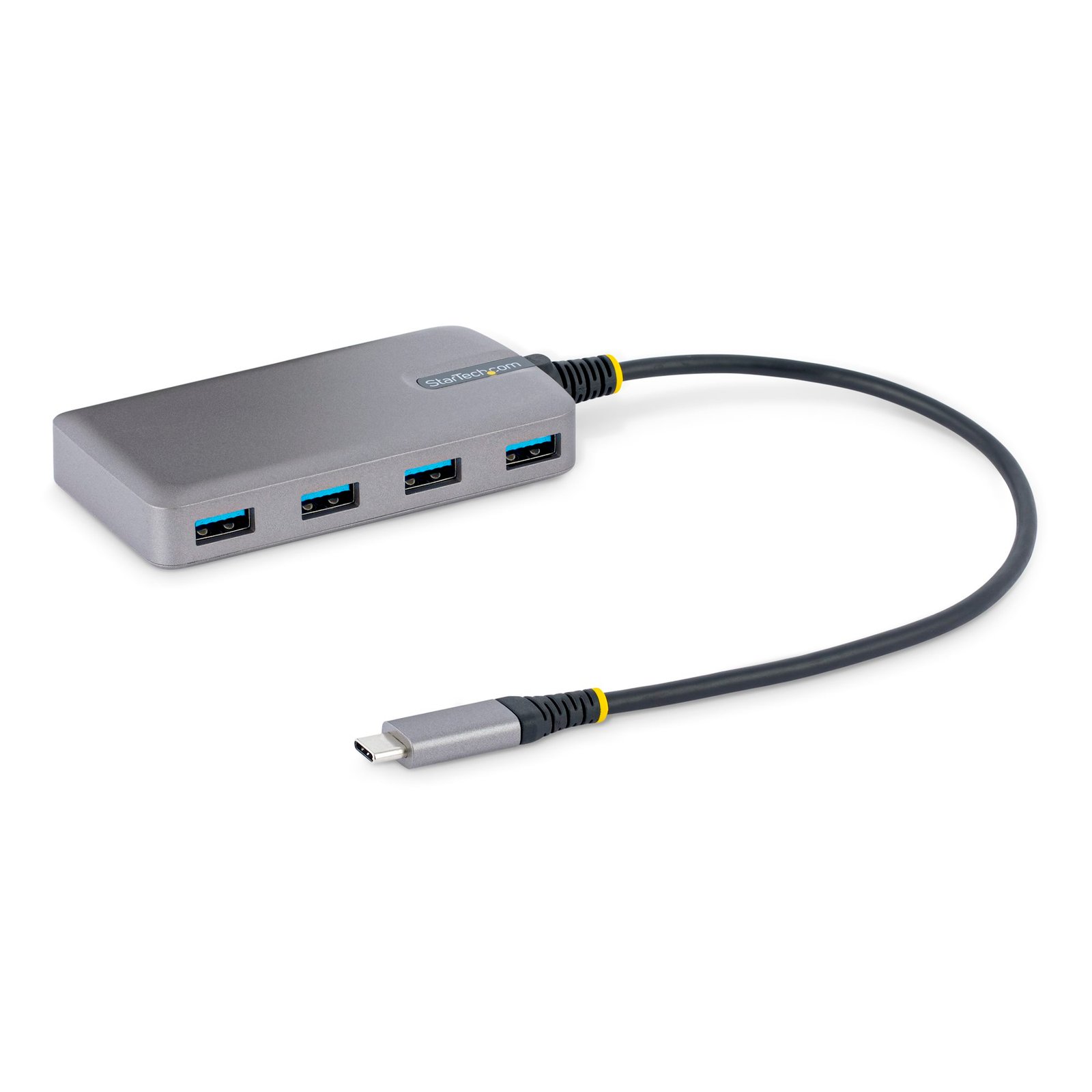 4-Port USB-C Hub - 5Gbps - Bus Powered - USB C to 4x USB-A Hub w/ Optional Auxiliary Power Input - Portable Desktop/Laptop USB Hub - 1ft