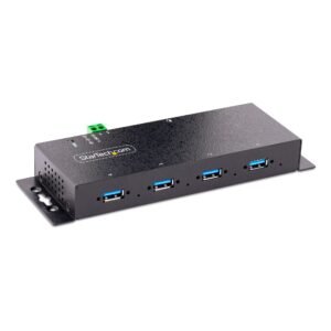4-Port Industrial USB 3.0 5Gbps Hub, Rugged USB Hub with ESD Protection, DIN/Wall/Desk Mountable USB-A Hub, USB Expander w/Locking Ports