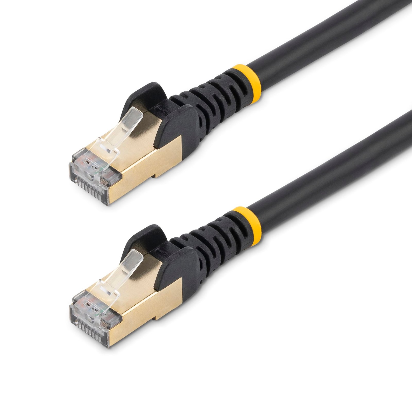 10ft CAT6a Ethernet Cable - 10 Gigabit Shielded Snagless RJ45 100W PoE Patch Cord - 10GbE STP Network Cable w/Strain Relief - Black