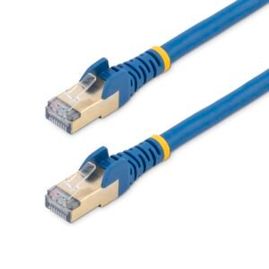 10ft CAT6a Ethernet Cable - 10 Gigabit Shielded Snagless RJ45 100W PoE Patch Cord - 10GbE STP Network Cable w/Strain Relief - Blue